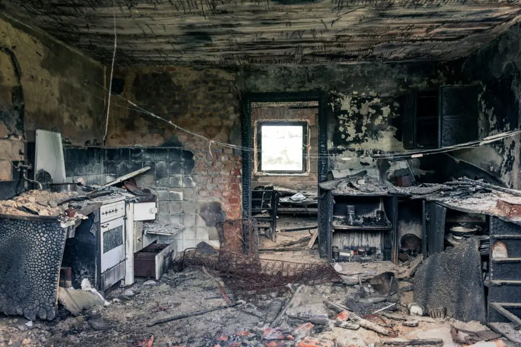 fire damage to kitchen