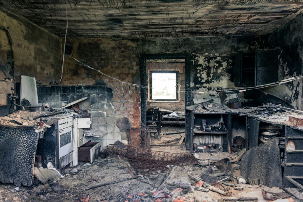 Restoration Services fire damage to kitchen