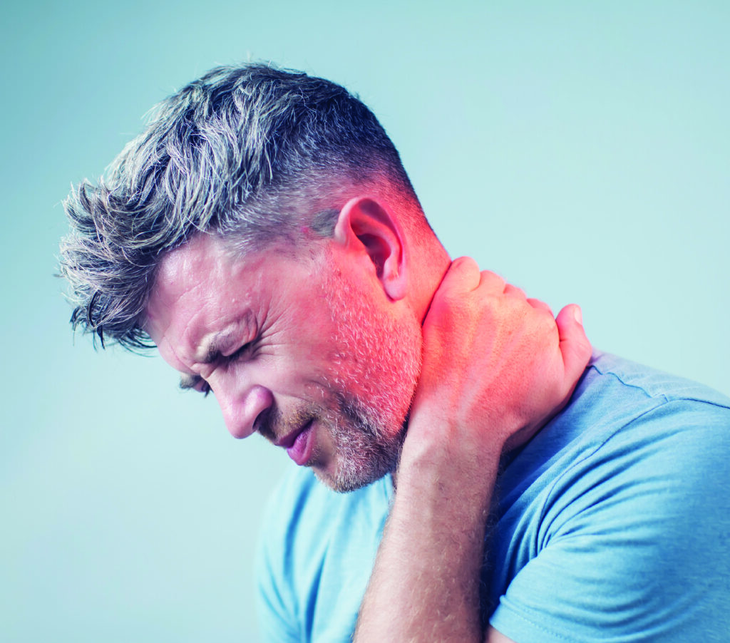man with neck pain