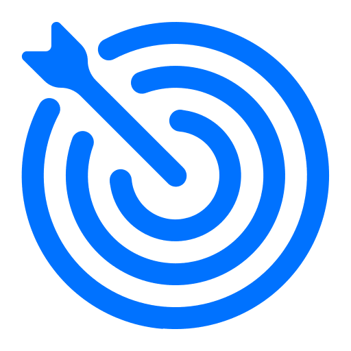 About Us target blue arrow